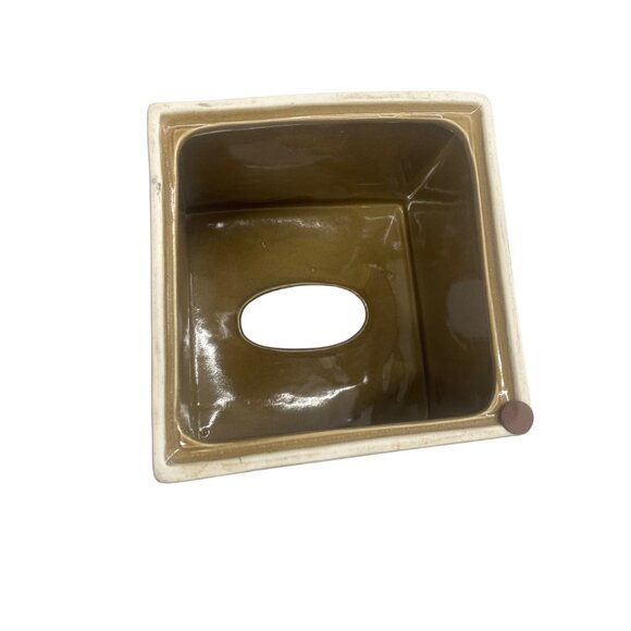 Vintage Ceramic Tissue Box Cover With Embossed Leaf Design - Picture 6 of 6